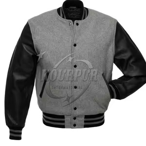 Chaqueta universitaria de alta calidad MOQ baja para hombres con mangas de cuero genuino Chaquetas universitarias ecológicas a precio al por mayor - Product Image 1
