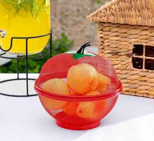 Panier de rangement pour fruits et légumes en plastique en forme de pomme, couvercle en maille lavable, écologique, léger, capacité personnalisable, cuisine - Product Image 5