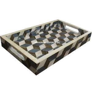 Plateau de service rectangulaire en bois, écologique, élégant, décoratif, multifonctionnel, de qualité supérieure, fait main, plateau à chocolat, neuf - Product Image 5