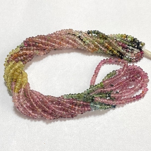 Perles en forme de Rondell multi-tourmaline Pierre précieuse naturelle pour la fabrication de bijoux-Perles de pierre en gros - Product Image 5