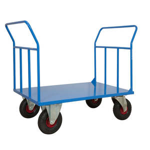 Plateforme industrielle maxi avec roues pneumatiques pivotantes double face, conception à quatre roues - Product Image 1