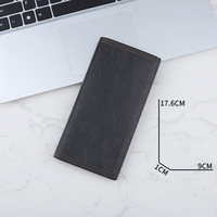 Dompet Kulit Asli Tipis untuk Kartu Kredit, Unisex, Perlindungan RFID, Lapisan Linen, Panjang, Desain Vertikal Lembut