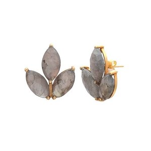 ใหม่มาถึงลาบราดอไรต์พลอย925สเตอร์ลิงมาร์คีสรูปร่างต่างหูเงิน - Product Image 1