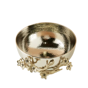 Great Quality Gold Metal Bowl With Floral Accents Table Top Salad Bowl Luxury Home Decorative Bowl <b>For</b> Hotel Supplies On <b>Sale</b> - Product Image 6