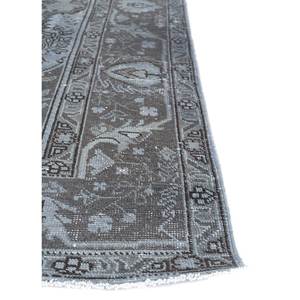Tapis en laine noués à la main gris et noir vintage Pae-2104, nouveau motif médaillon abstrait fait main pour la maison, le couloir et le salon - Product Image 4
