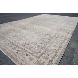 Tapis vintage, tapis turc de 8,3 x 13,2 pieds, tapis en laine à bordure blanche - Product Image 3