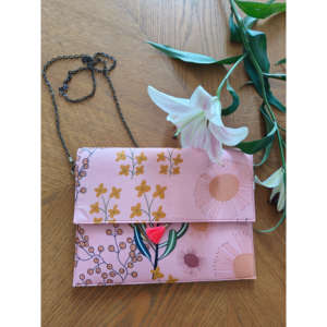 Peppy Meadows for Pink Sling <b>Clutch</b> with Tassel Embroidery Rhinestone <b>Pearl</b> Fur Trim - Product Image 1