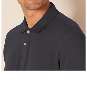 Chemise pour homme en piqué de coton respirant, coupe classique, noire, à manches courtes et col classique, effet délavé - Product Image 3