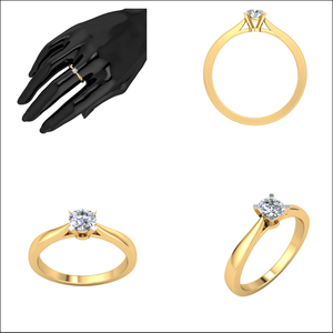 Bague classique élégante en or 14 carats pour femme avec 0.24Cts VS Clarity Lab Grown EF Color Diamond Jewelry - Product Image 2