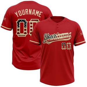 Maillot Rouge Manches Lettres Personnalisées Sublimation Softball Baseball 2 Boutons Maillot Noir 2 Boutons Baseball Club Jersey Vente entière - Product Image 2
