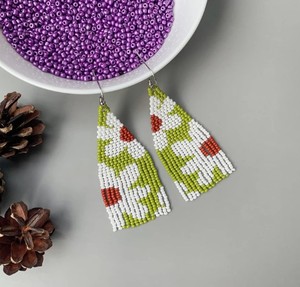 ต่างหูขอบลูกปัดสไตล์โบโฮพื้นเมืองต่างหูลูกปัดขนนกขนนก - Product Image 1