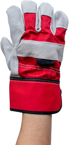 ถุงมือทำงานถุงมือยางเดี่ยวแยกฝ่ามือหนังวัวบุผ้าฝ้ายด้านในข้อมือยางนิรภัยหนังแยก - Product Image 2