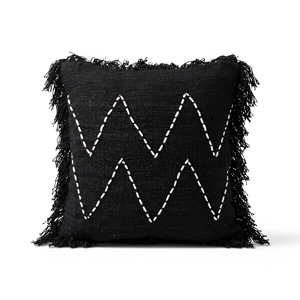 Housse de coussin carrée en lin et coton bohème avec fermeture éclair dissimulée, motif géométrique à feuilles pour salon - Product Image 4