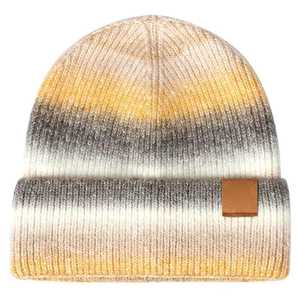 Bonnet d'hiver en tricot côtelé multicolore avec broderie 3D pour hommes et femmes. - Product Image 1