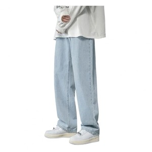 2025 nouveaux hommes Y2K Vintage côté rayé droit Jean haute rue lavage bleu Baggy Denim pantalon Hip Hop mode brodé - Product Image 6