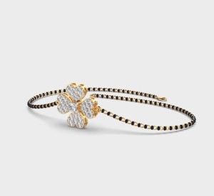 IGI Certified Lab Grown Round Diamond Floral <b>Clover</b> Mangalsutra <b>Bracelet</b> in 14K Yellow / White / Rose Gold - Product Image 3