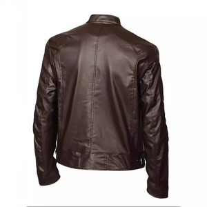Veste en cuir de locomotive de haute qualité pour hommes Veste en cuir punk à col montant pour hommes - Product Image 3