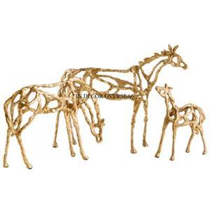 Ensemble de 3 Sculpture de créateur en forme de cheval en métal de qualité supérieure plaqué or, dessus de table, accents décoratifs provenant d'Inde - Product Image 1