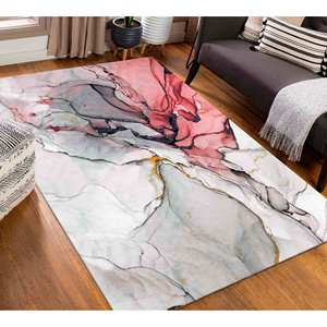 Alfombra de Mármol Roja y Gris: Alfombra Moderna con Diseño de Tinta al Alcohol, Alfombra Suave No Tejida - Product Image 3