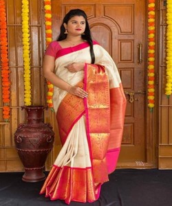 SAREE DE TRAVAIL EN JACQUARD DE SOIE LICHI MODERNE AVEC CHEMISIER NON COUDU VÊTEMENT ETHNIQUE SAISONNABLE PRIX DE GROS - Product Image 2