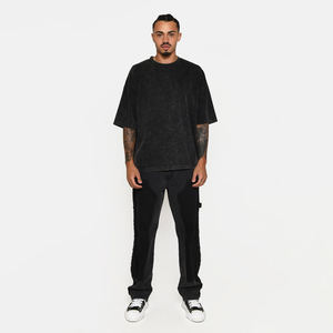 T-shirt unisexe délavé à l'acide 100% coton personnalisé bouffée imprimé Logo surdimensionné Streetwear graphique 250 GSM pour hommes - Product Image 2