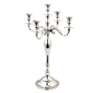 Candelabro Premium de 5 Brazos de Aluminio Plateado, Portavelas Cónicos, Estilo Europeo, Hecho a Mano, Decoración para el Hogar, Muestra Navideña - Product Image 2