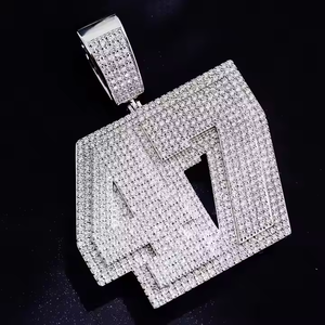 เครื่องประดับเพชรโมอิสจี้รูปตัวอักษรทรงกลมตัดอย่างยอดเยี่ยม925เงินโรสโกลด์ชุบทันสมัยออกแบบได้ตามต้องการห่วงโซ่คิวบา - Product Image 1