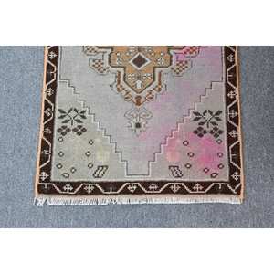 Tapis turc Vintage classique 1.6x2.9ft traditionnel marron gris Patchwork tissage plat laine PP pour salon Latex soutenu - Product Image 3