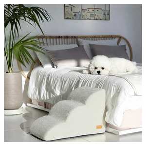[AllmioPet] 3 Step Pet <b>Stair</b> Ivory AMP 3 IV Cloud Fabric Soft <b>Dog</b> Cat Steps <b>for</b> Joint Care and Stable Movement - Product Image 2