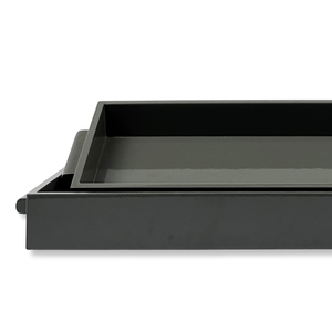 Ensemble de plateaux de service en bois décoratifs modernes faits à la main avec poignées latérales pour la décoration intérieure - Product Image 2