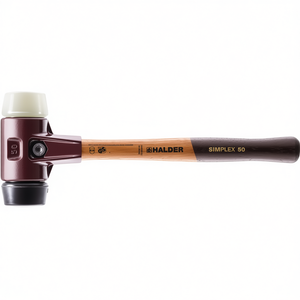 Marteau à tête souple SIMPLEX, longueur 490 mm, diamètre de la tête 80 mm, bois moyen dur/dur/caoutchouc, noir/blanc nylon, pour percussion HALDER - Product Image 3