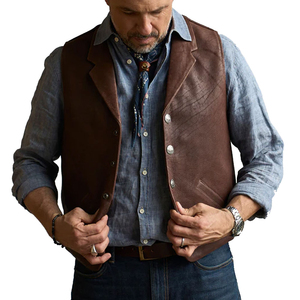 <b>Low</b> Price <b>Top</b> High Quality Motorbike Men Leather Vest Customized Logo Lightweight Motorbike Leather Vest OEM Serviced - Product Image 3