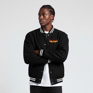 High Street Oversized Men's Turn-down Collar Varsity Jacket Fashionable Winter Casual Wear 100% Wool Custom Logo <b>Long</b> <b>Canvas</b> - Product Image 6