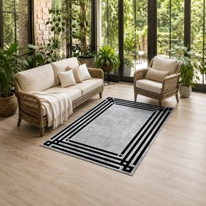 Tapis de salon LXDP-0780 RUGS DEPOT, gris argenté, traditionnel oriental, imprimé numériquement, lavable en machine, en chenille, antidérapant - Product Image 6