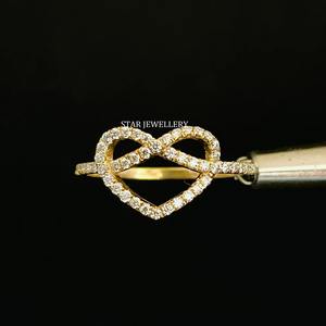 14K แหวนเพชรรูปหัวใจสีทองธรรมชาติทรงอินฟินิตี้ - Product Image 3