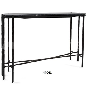 Table basse latérale ronde peinte à la main noire en métal et de marbre pour l'hôtel et le restaurant à la maison - Product Image 3