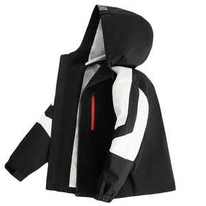 เสื้อโค้ทผ้าฝ้ายมีฮู้ดขนเป็ดสีขาวดำสำหรับเด็กแขนยาวโลโก้ตามสั่ง - Product Image 5