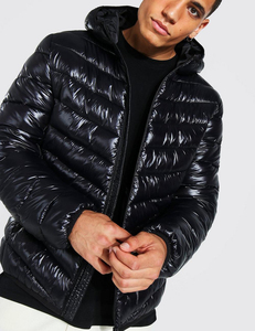 Veste matelassée réversible à capuche ultra brillante personnalisée en nylon et coton, chaude pour l'hiver, imperméable, en toile, col montant, pour l'hiver - Product Image 2