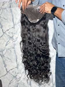 Peluca de Cabello Humano 100% Real, Peluca con Encaje HD, Encaje Suizo, Cabello Humano Indio, Color Natural, Ondulado - Product Image 3