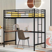 Lit mezzanine moderne en métal réglable avec bureau et rangement pliable pour appartements, hôtels, villas, chambres et salons