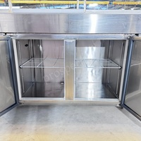 Vitrina Refrigerada y Congeladora Combinada de 1.8m, de Acero Inoxidable, 5 Puertas, con Ruedas, Parte Superior Refrigerada y Parte Inferior Congelada, para Supermercados y Panaderías