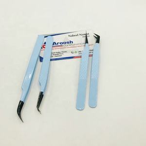 Pinzas de extensión de pestañas con agarre de diamante de acero inoxidable de alta calidad con logotipo personalizado de Punta puntiaguda azul bebé negro Plasma profesional - Product Image 5