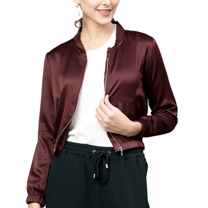 La chaqueta Bomber de satén para mujer más vendida con forro de nailon de calidad, chaqueta Bomber de alta calidad para mujer de colores sólidos para invierno - Product Image 1