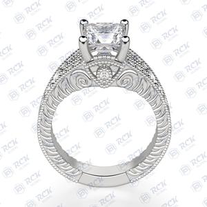 Elegante 2,50 TCW corte princesa Vintage Moissanite anillo para mujer perfecto aniversario cumpleaños regalo banda fiestas diamante joyería - Product Image 3