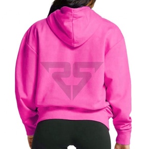 Hot Pink más exigentes Color personalizado 100% algodón liso sudaderas con capucha para mujeres de gran tamaño sudaderas pulóver mujeres sudaderas con capucha - Product Image 2