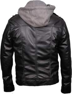 Veste bomber de motard en cuir d'agneau à col montant décontractée pour homme avec capuche amovible CANLEO respirante - Product Image 4
