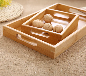 Bandeja de servicio de madera redonda de gran oferta, bandeja decorativa al por mayor para fiestas, restaurantes y uso en la mesa del hogar - Product Image 5