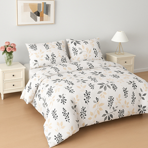Set Copripiumino con Cerniera 100% Poliestere con Motivo Floreale e Federe, Morbido e Traspirante per un Sonno Confortevole - Product Image 3