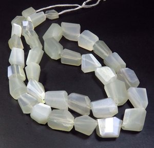 White Siloni Moonstone Gems Beads 8-13mm Faceted Cut Moonstone Nugget Tumble Beads 16 Strand Natural Faceted Beads" - Product Image 1