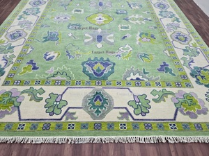 พรมพรมสีเขียวเบจโทนสีเขียวสวยแบบตุรกีพรมขนสัตว์ทำด้วยมือโบราณพรมสำหรับห้องนอนห้องนั่งเล่น9x12 - Product Image 5